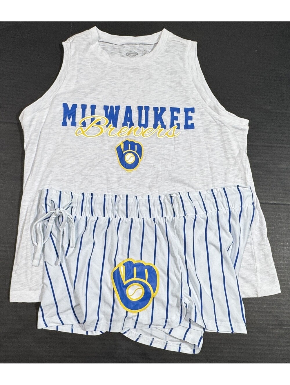 Milwaukee Brewers Sleep Set  Shorts & T ank Top Women's Size L  NWOT